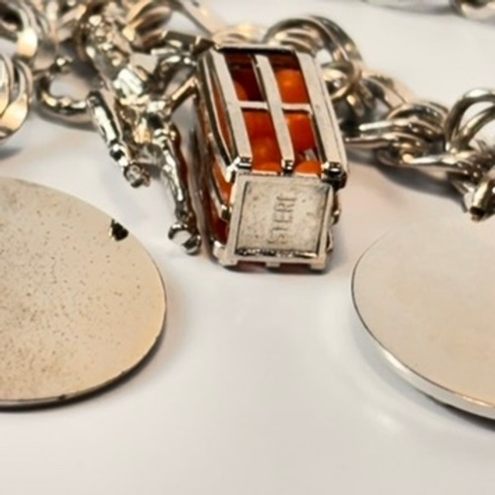 Vintage Sterling Silver Charm Bracelet Silver Travel Souvenir Coins Florida Boho - Picture 11 of 16